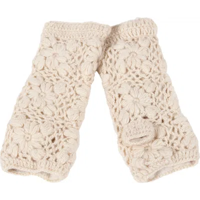 Nirvana Designs Flower Crochet Handwarmers In White