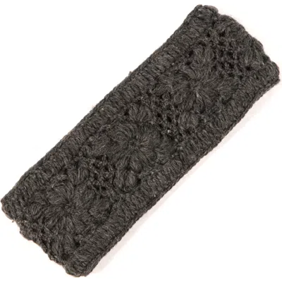 Nirvana Designs Flower Crochet Headband- Solids In Charcoal