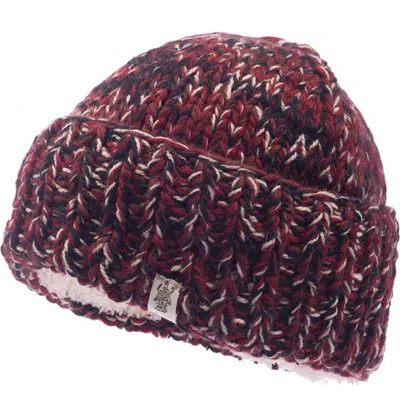 Nirvana Designs Marbled Rib Fold Beanie In Burgundy