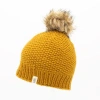 Nirvana Designs Moss Fur Pom Pom Hat In Honey
