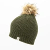 Nirvana Designs Moss Fur Pom Pom Hat In Olive