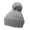 Nirvana Designs Park Fold Rib Pom Beanie In Ash