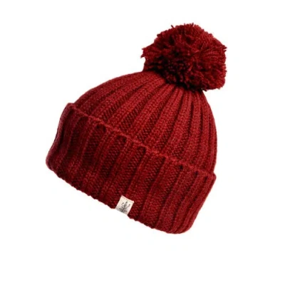 Nirvana Designs Park Fold Rib Pom Beanie In Burgundy