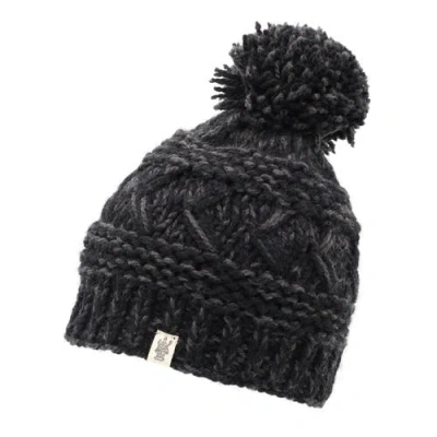 Nirvana Designs Reverse Cross Pom Pom Hat In Black