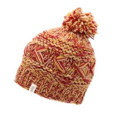 Nirvana Designs Reverse Cross Pom Pom Hat In Honey