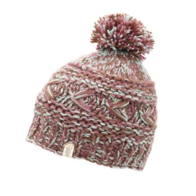 Nirvana Designs Reverse Cross Pom Pom Hat In Purple
