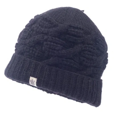 Nirvana Designs Side Cable Knit Beanie In Black