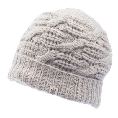 Nirvana Designs Side Cable Knit Beanie In Linen