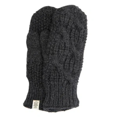 Nirvana Designs Side Cable Knit Mittens In Charcoal