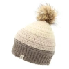 Nirvana Designs Stripe Flower Fur Pom Pom In Cocoa/linen