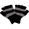 Nirvana Designs Striped And Solid Fingerless Gloves In Black/grey