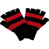Nirvana Designs Striped And Solid Fingerless Gloves In Black/red