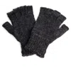 Nirvana Designs Striped And Solid Fingerless Gloves In Charcoal