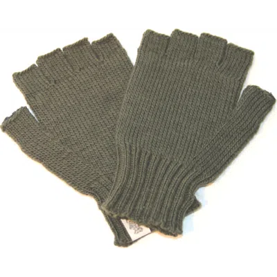 Nirvana Designs Striped And Solid Fingerless Gloves In Olive