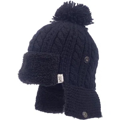 Nirvana Designs Trapper Hat W/ Pom In Black
