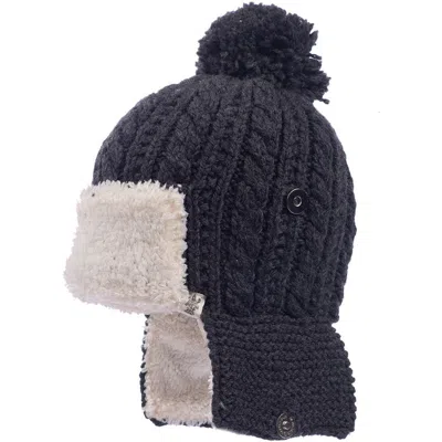 Nirvana Designs Trapper Hat W/ Pom In Charcoal