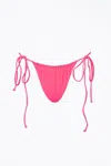 Nirvanic Barbados Ruched String Bikini Bottom In Eco Watermelon In Pink
