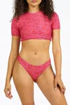 Nirvanic Malibu Crop Bikini Top In Eco Guava Bloom In Multi