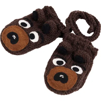 Nirvanna Designs Kids'  Bear Mittens In Brown