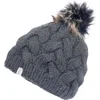 Nirvanna Designs Boheme Cable Beanie W/ Faux Fur Pom In Smoke
