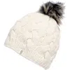 Nirvanna Designs Boheme Cable Beanie W/ Faux Fur Pom In White