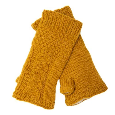 Nirvanna Designs Cable Handwarmers In Gold