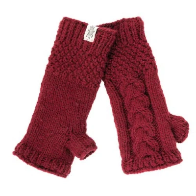 Nirvanna Designs Cable Handwarmers In Burgundy