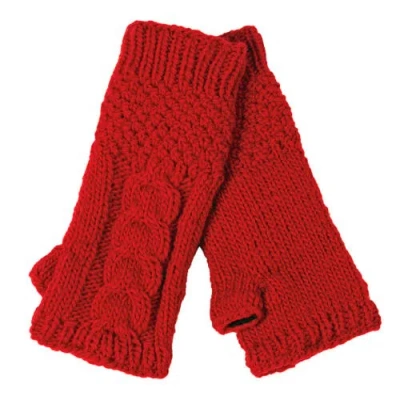 Nirvanna Designs Cable Handwarmers In Red