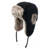 Nirvanna Designs Cable Knit Russian Hat W/ Faux Fur In Black