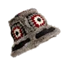 Nirvanna Designs Crochet Sun Hat With Fur Piping In Charcoal