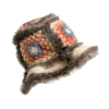 Nirvanna Designs Crochet Sun Hat With Fur Piping In White