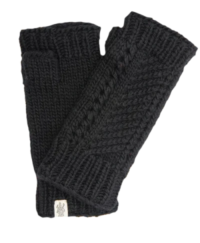Nirvanna Designs Diagonal Knit Handwarmers In Black
