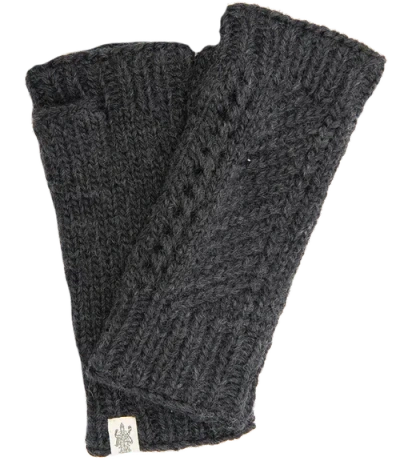 Nirvanna Designs Diagonal Knit Handwarmers In Gray