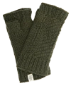 Nirvanna Designs Diagonal Knit Handwarmers In Green