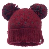 Nirvanna Designs Double Pom Kira Hat In Burgundy