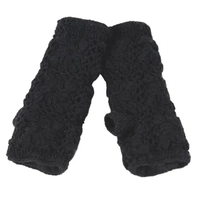 Nirvanna Designs Flower Crochet Handwarmers In Black