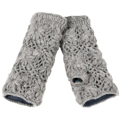 Nirvanna Designs Flower Crochet Handwarmers In Gray