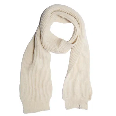 Nirvanna Designs Laurent Rib Scarf In White In Beige