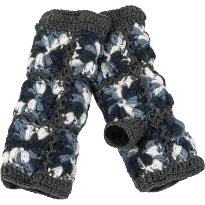 Nirvanna Designs Multi Color Flower Crochet Handwarmers In Gray