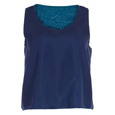 Nish Niche Women's Green / Blue Green And Blue Reversible Silk Tank Top In Green/blue