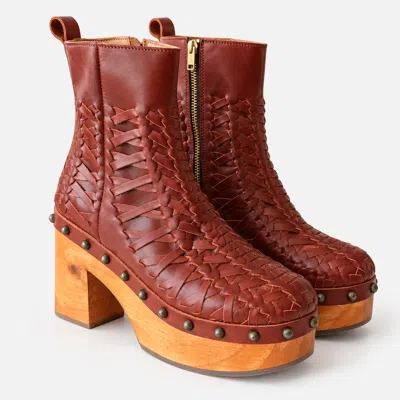 Nisolo Alba Woven Platform Bootie In Brown