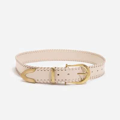 Nisolo Bonnie Belt Whipstitch Pearl In Neutral