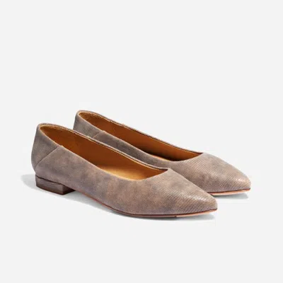 Nisolo Fina Pointed Toe Flat Greige Snake In Blue