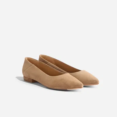 Nisolo Fina Pointed Toe Flat Taupe Suede