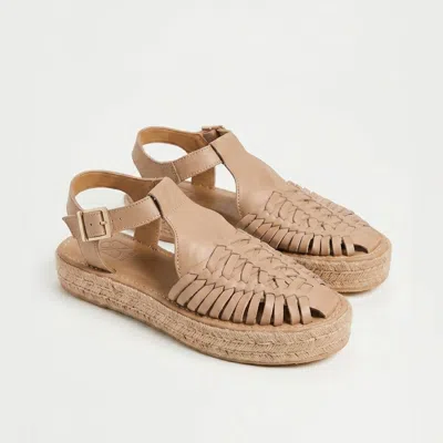 Nisolo Huarache T-strap Espadrille Sandal Almond In Brown
