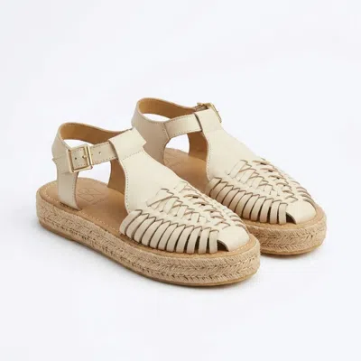 Nisolo Huarache T-strap Espadrille Sandal Bone In Animal Print