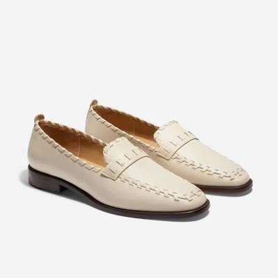 Nisolo Lidia Whipstitch Loafer Pearl In Neutral
