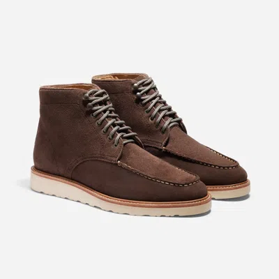 Nisolo Mateo Moc Toe Boot Umber Brown Suede In Black