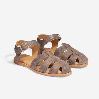 Nisolo Mira Fisherman Sandal Greige Snake In Multi