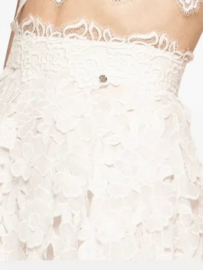 Nissa 3d Embroidery Cotton Midi Skirt In White